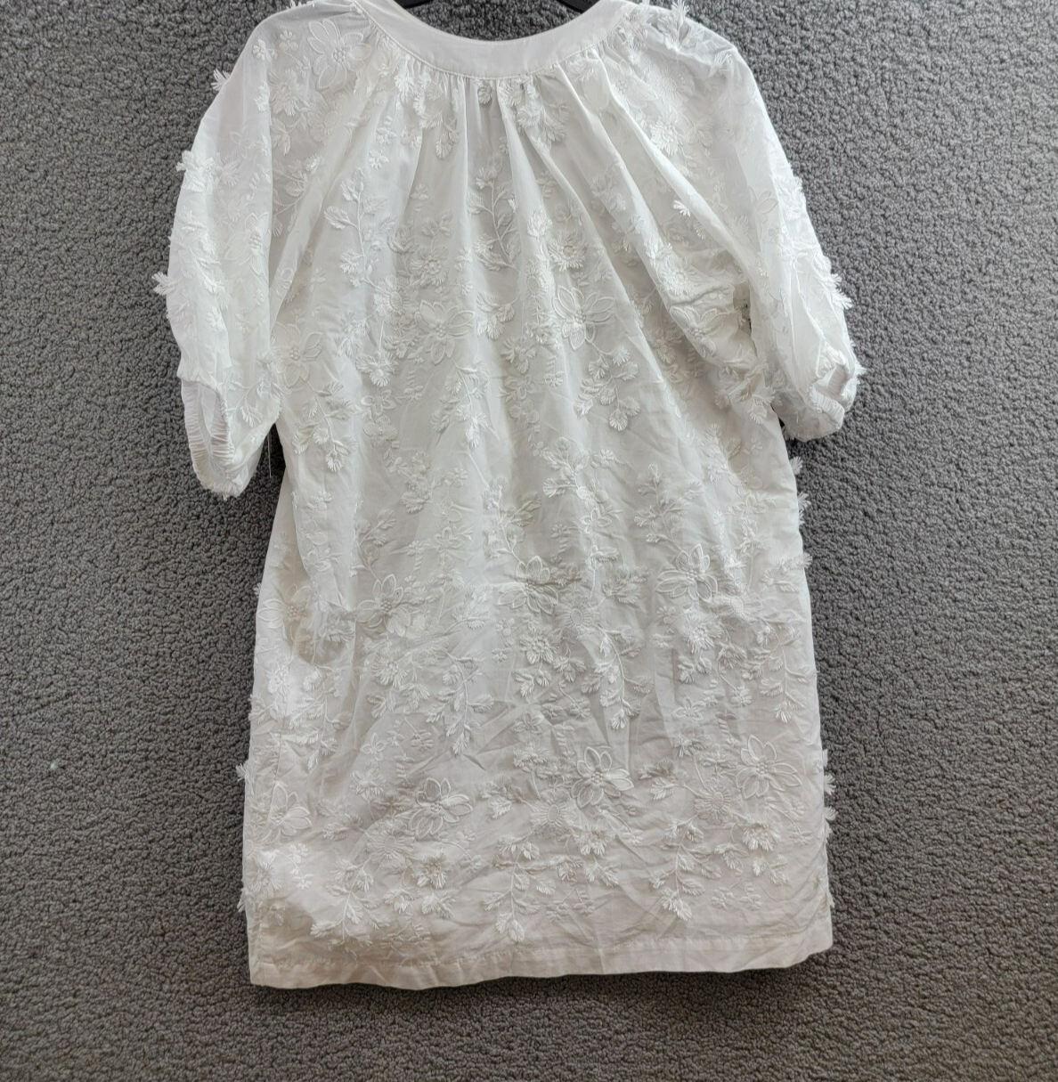 Karen Kane Embroidered Tasseled Shift Dress Women's M Off White Elbow Sleeve - Picture 10 of 16