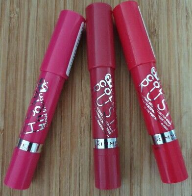 3 x Rimmel Colour Rush Long Lasting Lip Colour Balm Crayons. 3 included. New!!