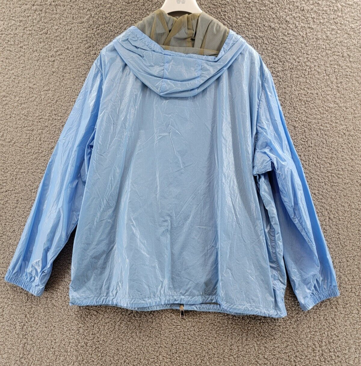 Pre-owned Moncler Hooded Wuisse Windbreaker Jacket Women's 5 Blue Front Zip Closure L/s