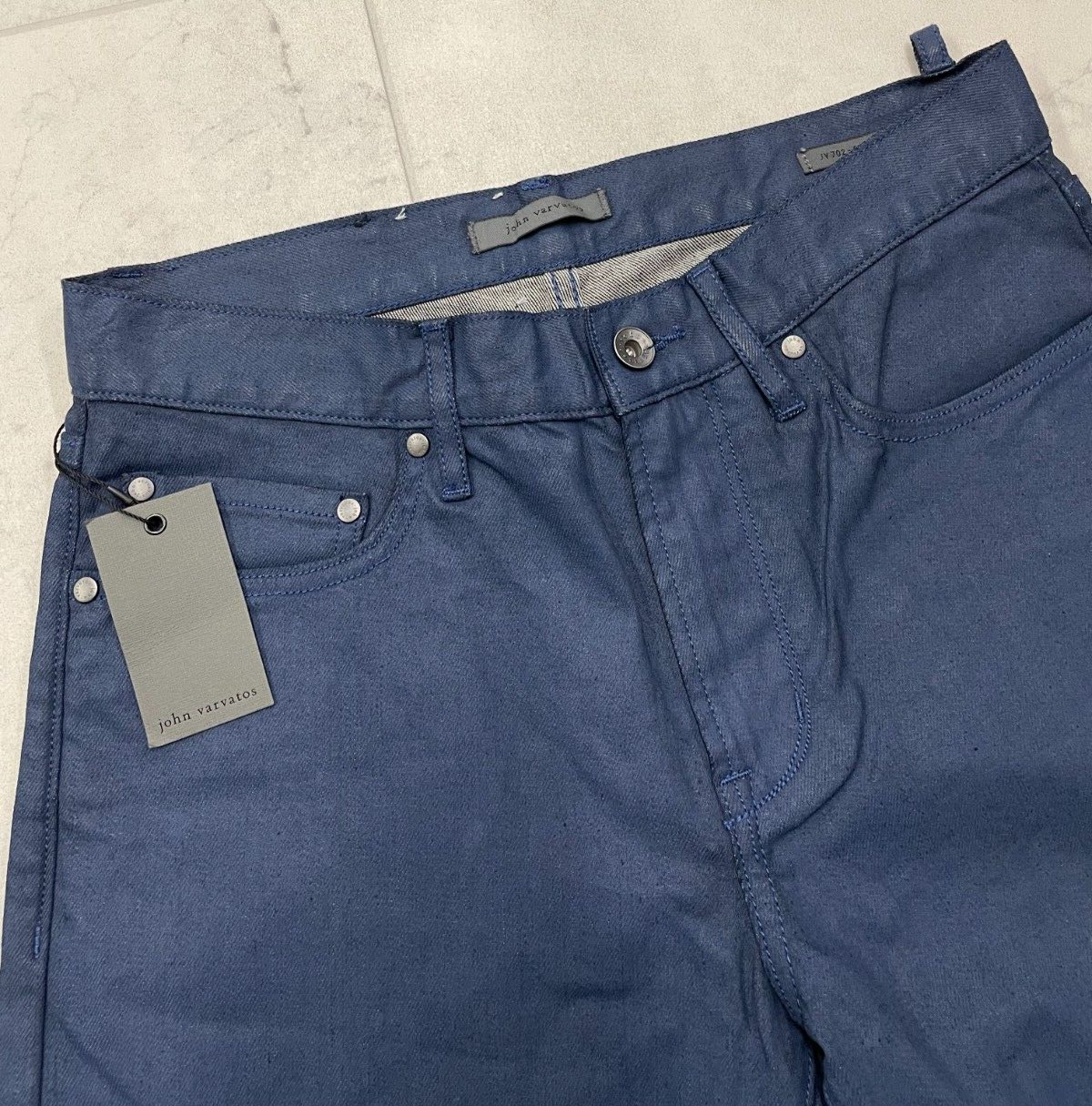 Pre-owned John Varvatos $368  Jv-702 Slim Jeans In Navy Size:33 In Blue