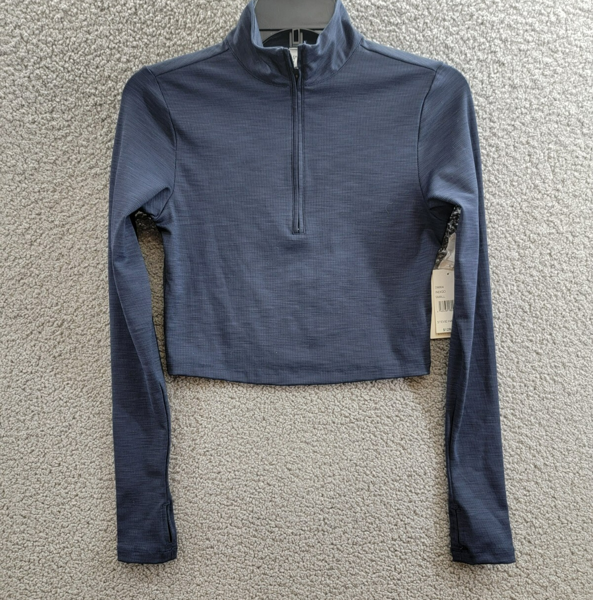 Splits59 Stevie Cropped Sweatshirt Women's S Indigo Half Zip Mock Neck Pullover - Picture 2 of 16