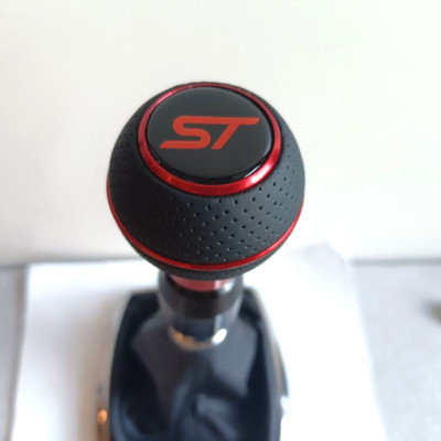 ST LEATHER RED SPORT SHIFT GEAR KNOB FOR FORD FOCUS MK2 MK3 MK4 FIESTA MK7 MK8 R