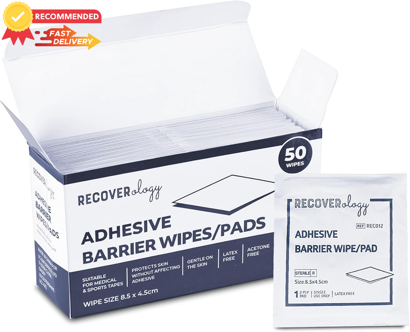 Adhesive Barrier Wipes Skin Protective Non-Sting Pack of 50 Acetone-Free