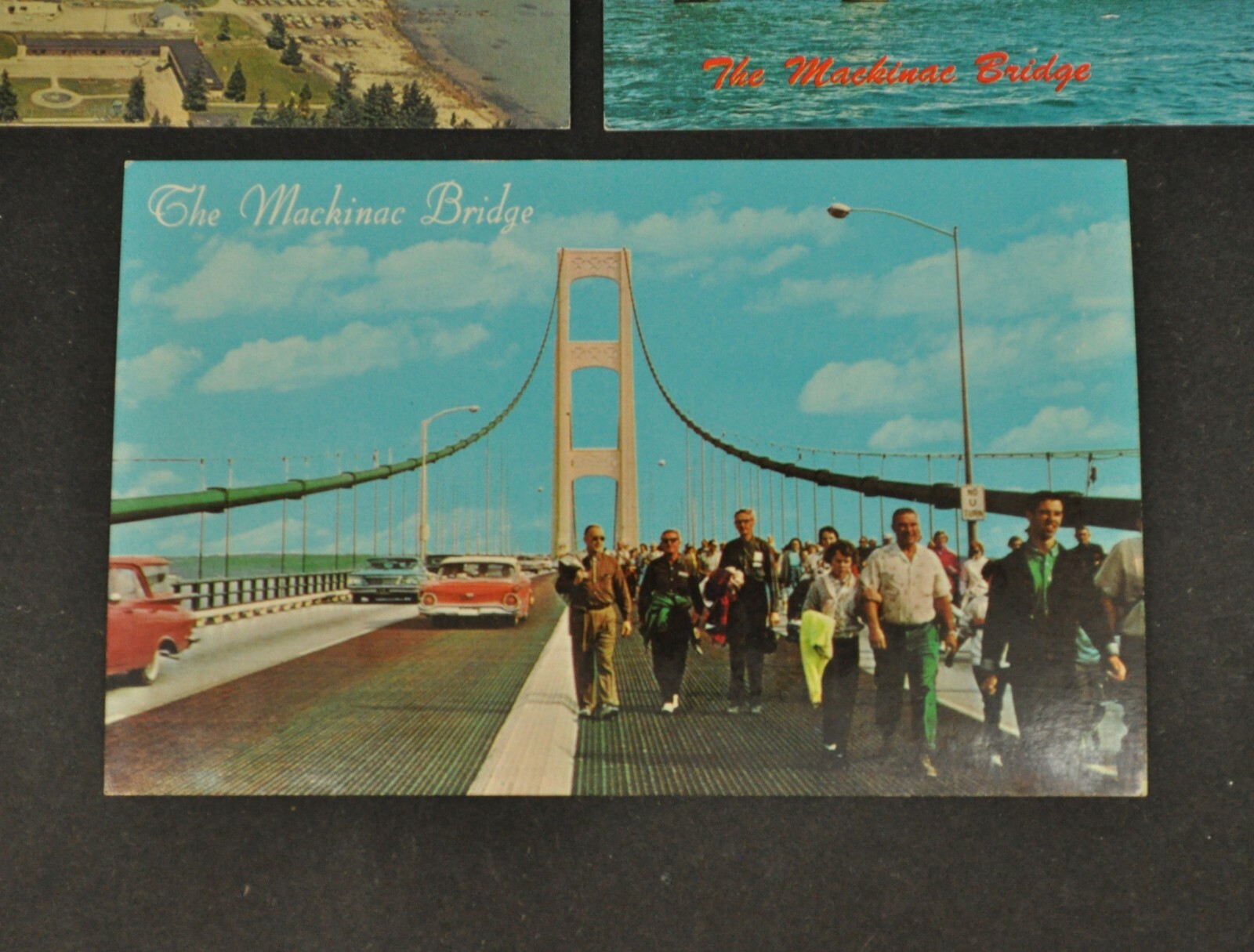 Vtg Mackinac Bridge Walk Mackinaw Straits Bridge Mackinac MI Post Card Lot of 3