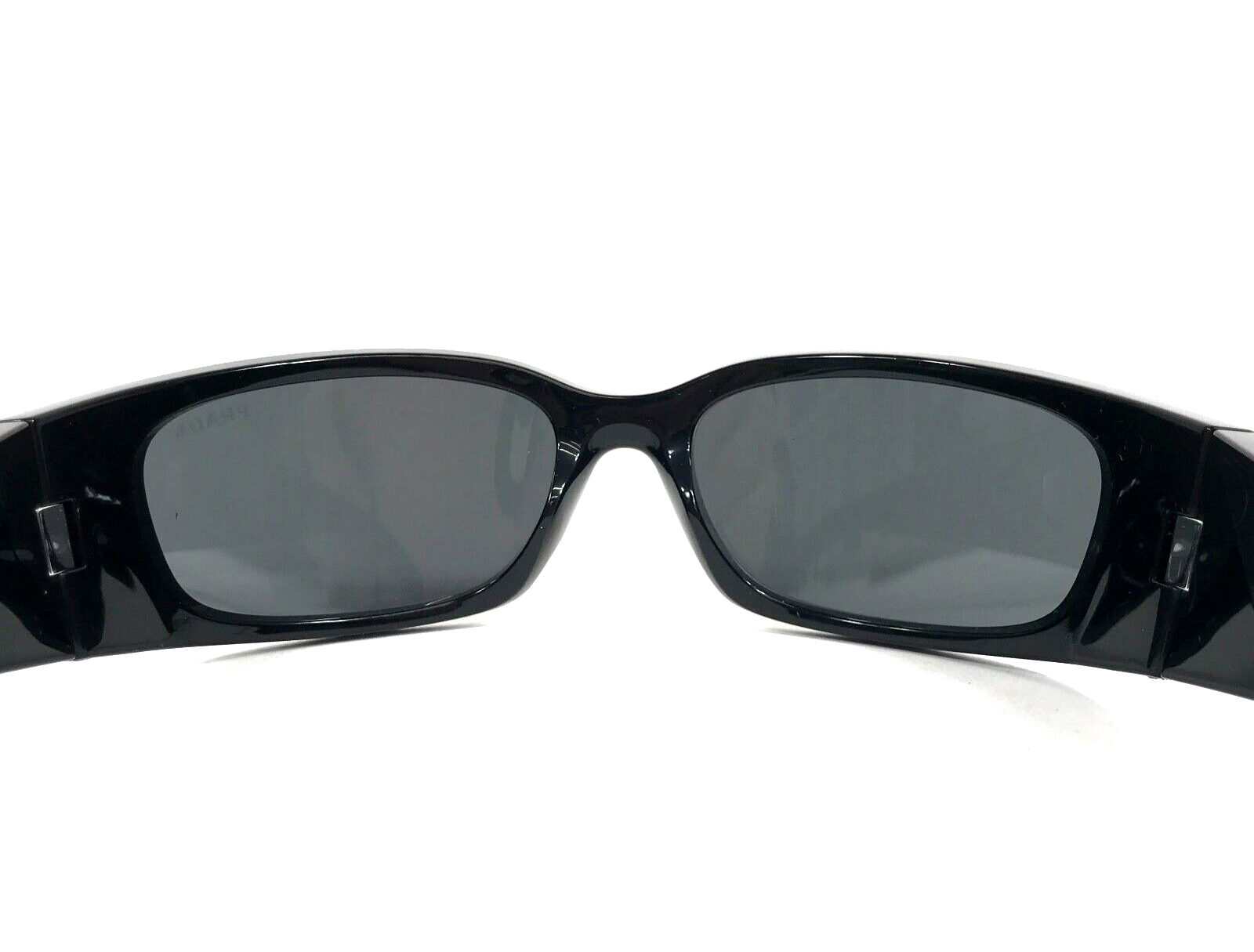 Pre-owned Prada Sunglasses Spra14 1ab-5s0 Polished Black Wrap With Black Lenses 60-18-120