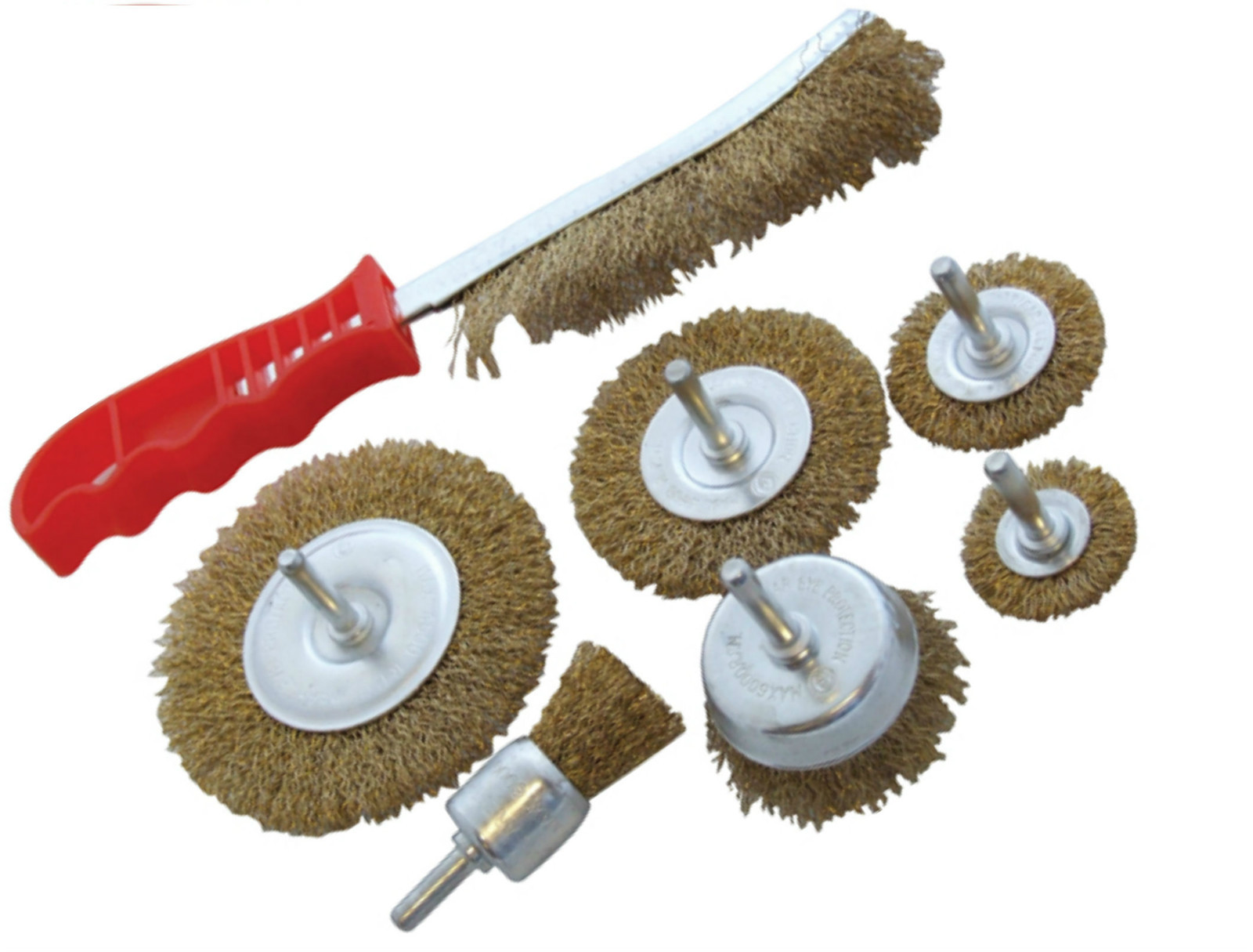 7pc Wire Brush Set Wheel Brushes Brass Hand Brush Wheel Rotary Cleaning