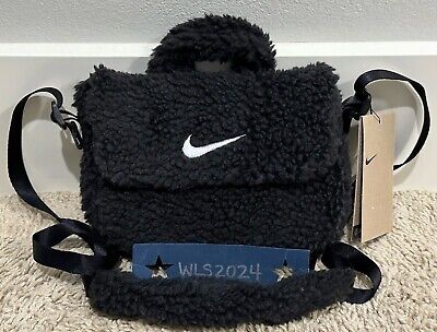 Nike Faux Fur Crossbody Bag-Black/White-Kid's Size (1L) #FB3039 010