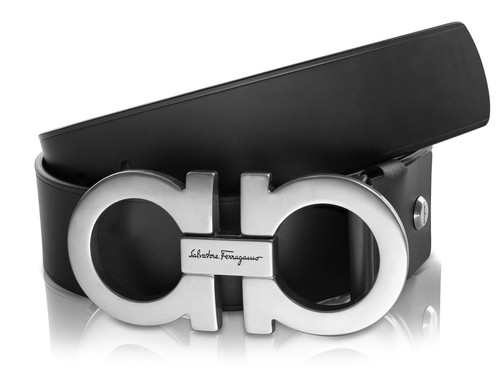 Pre-owned Ferragamo Authentic Salvatore  Gancini Adjustable Black Leather Belt Mens 95