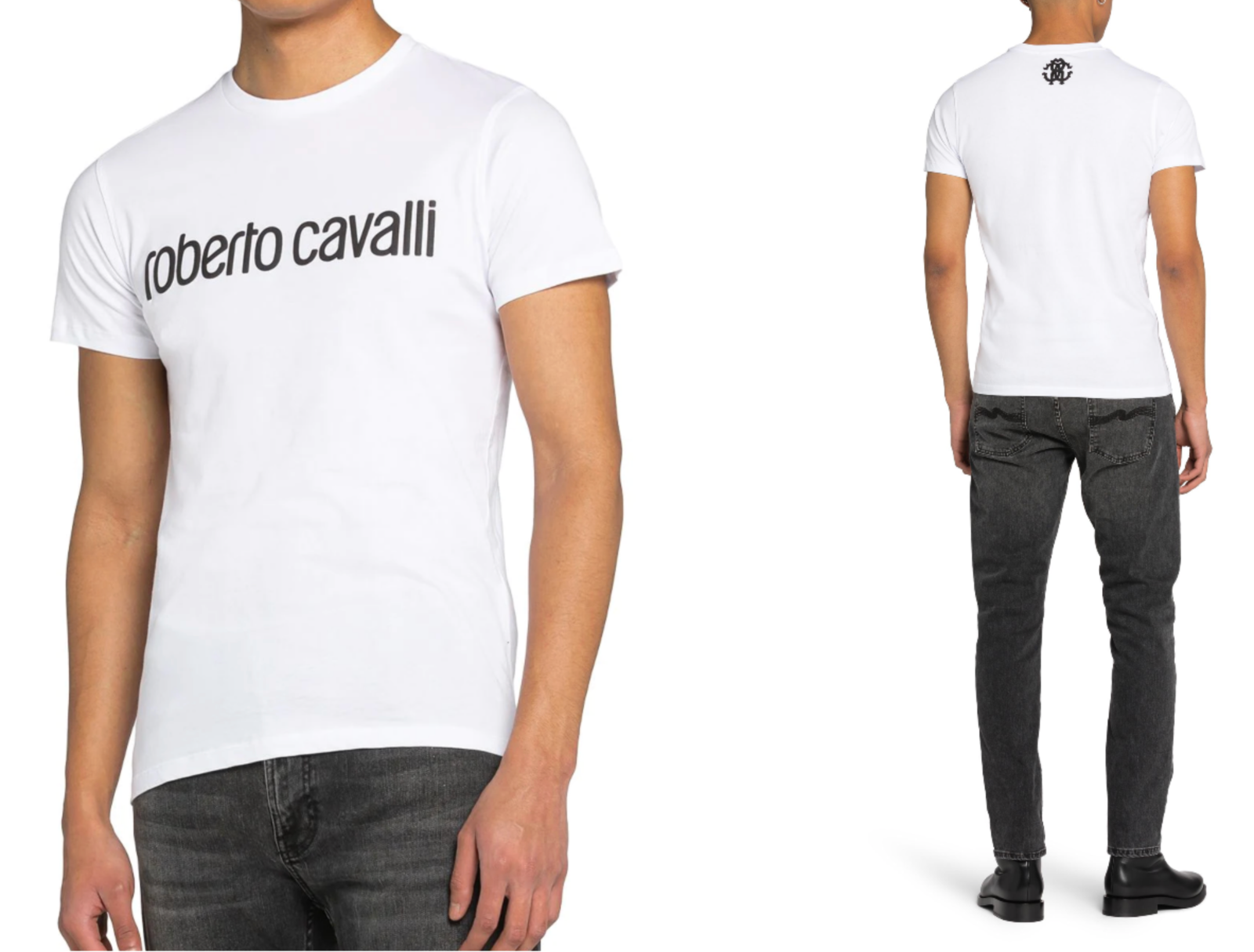 ROBERTO CAVALLI ROBERTO CAVALLI FIRENZE LOGO PRINT LUXURY CREW NECK T-SHIRT RETRO SHIRT TOP L