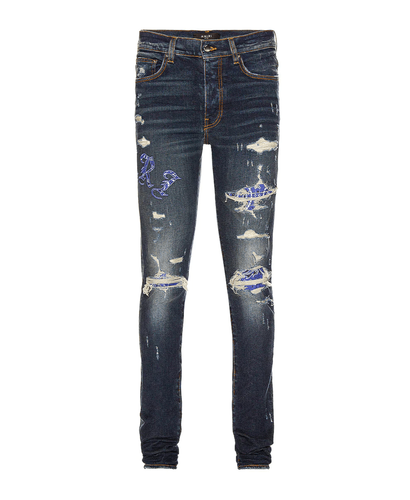 Pre-owned Amiri Old English Logo Jeans Deep Classic Indigo In Blue