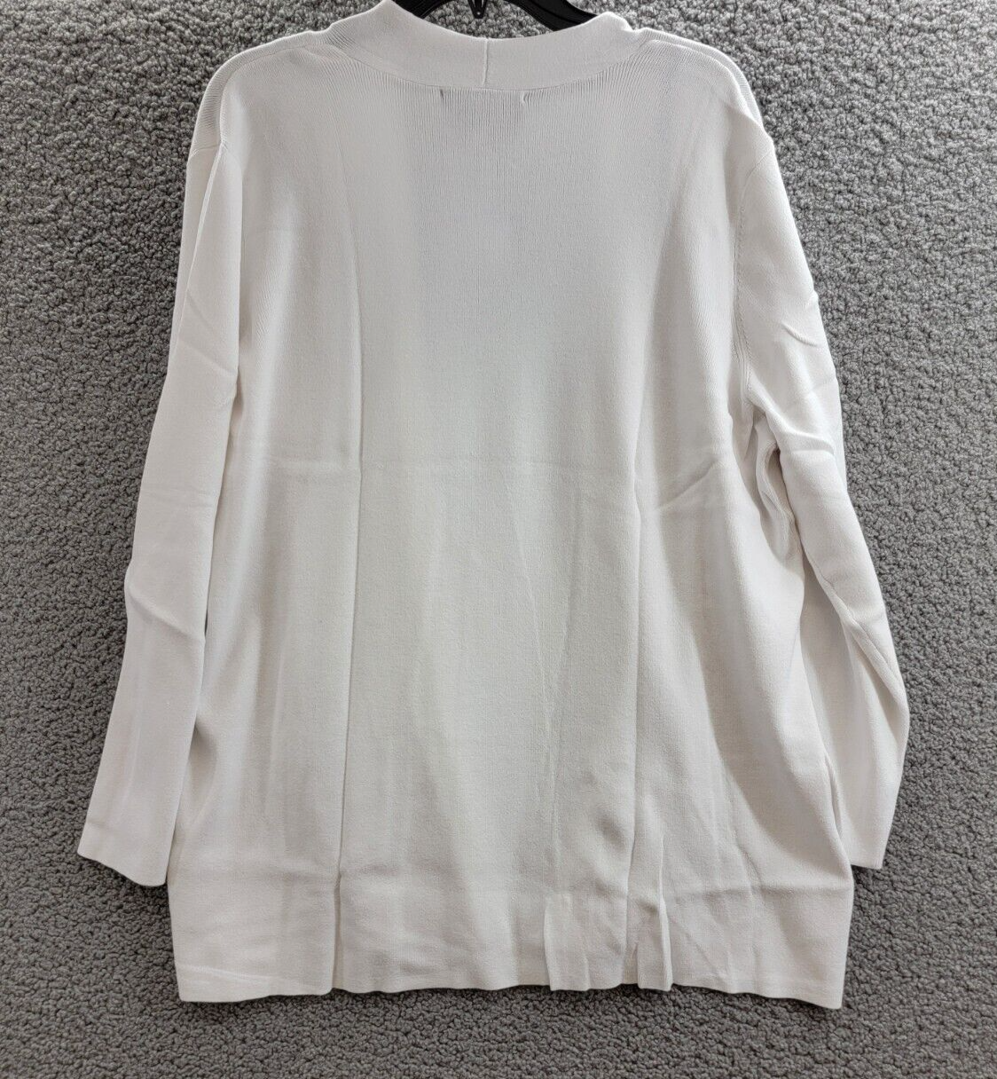 Kasper Open-Front Long-Sleeve Sweater Women's XL White Solid Collarless Pull On - Picture 10 of 16