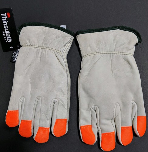 3M Thinsulate 40 Gram Heavy Duty Leather  Work Gloves Size: M + safety  glasses