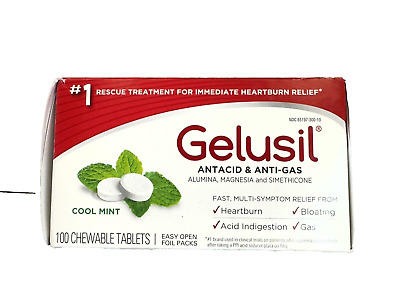 Gelusil Antacid & Anti-Gas Cool Mint 100 Chewable Tablets