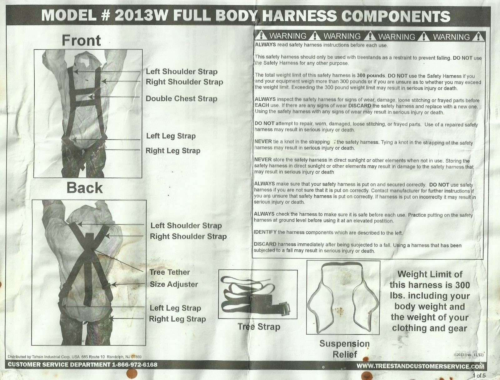 Tahsin 2013W Full Body Fall Arrest System Harness - BRAND NEW - FAST SHIP!