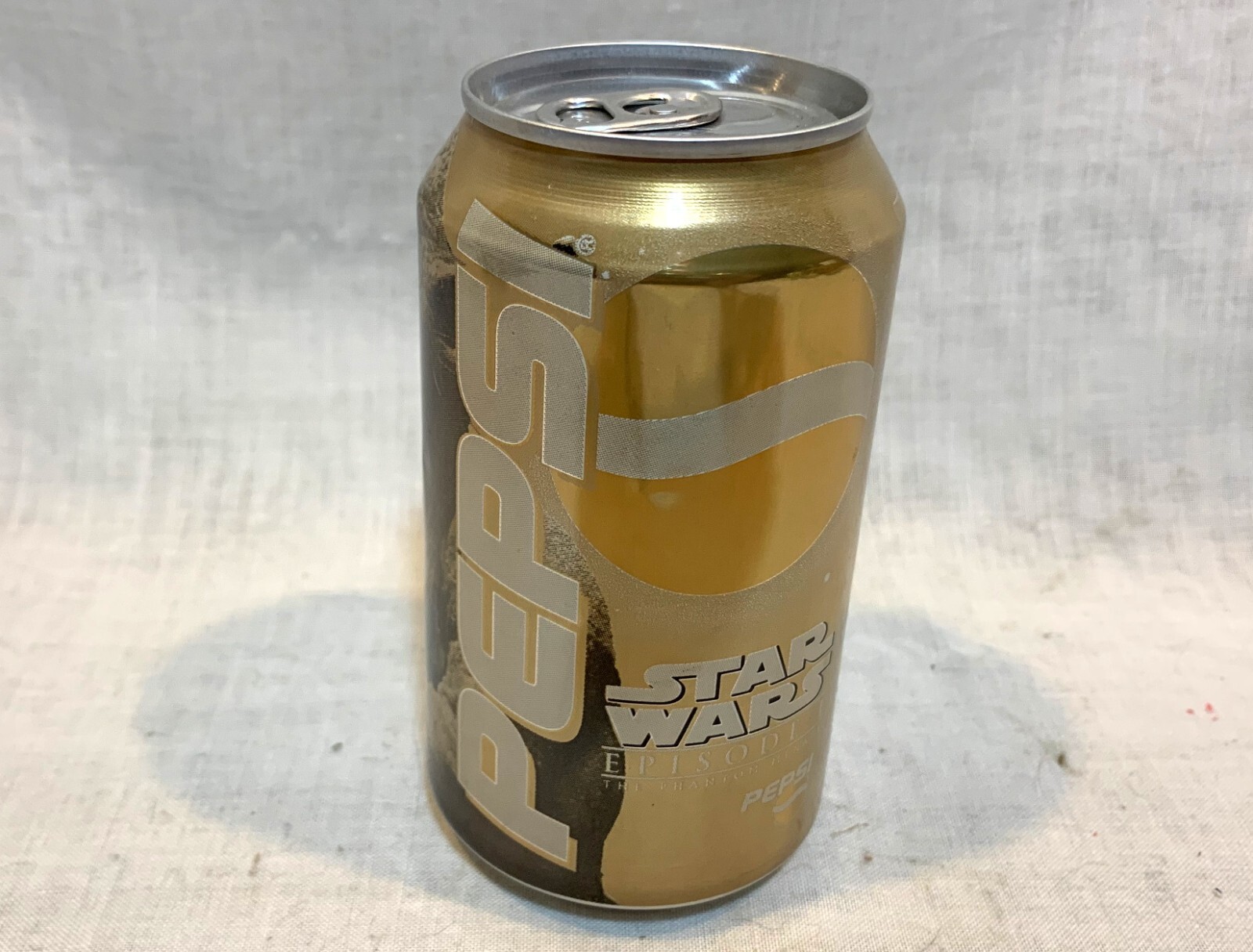 Vintage Pepsi Cola Star Wars Episode 1 Gold Yoda Can Air Filled Sealed