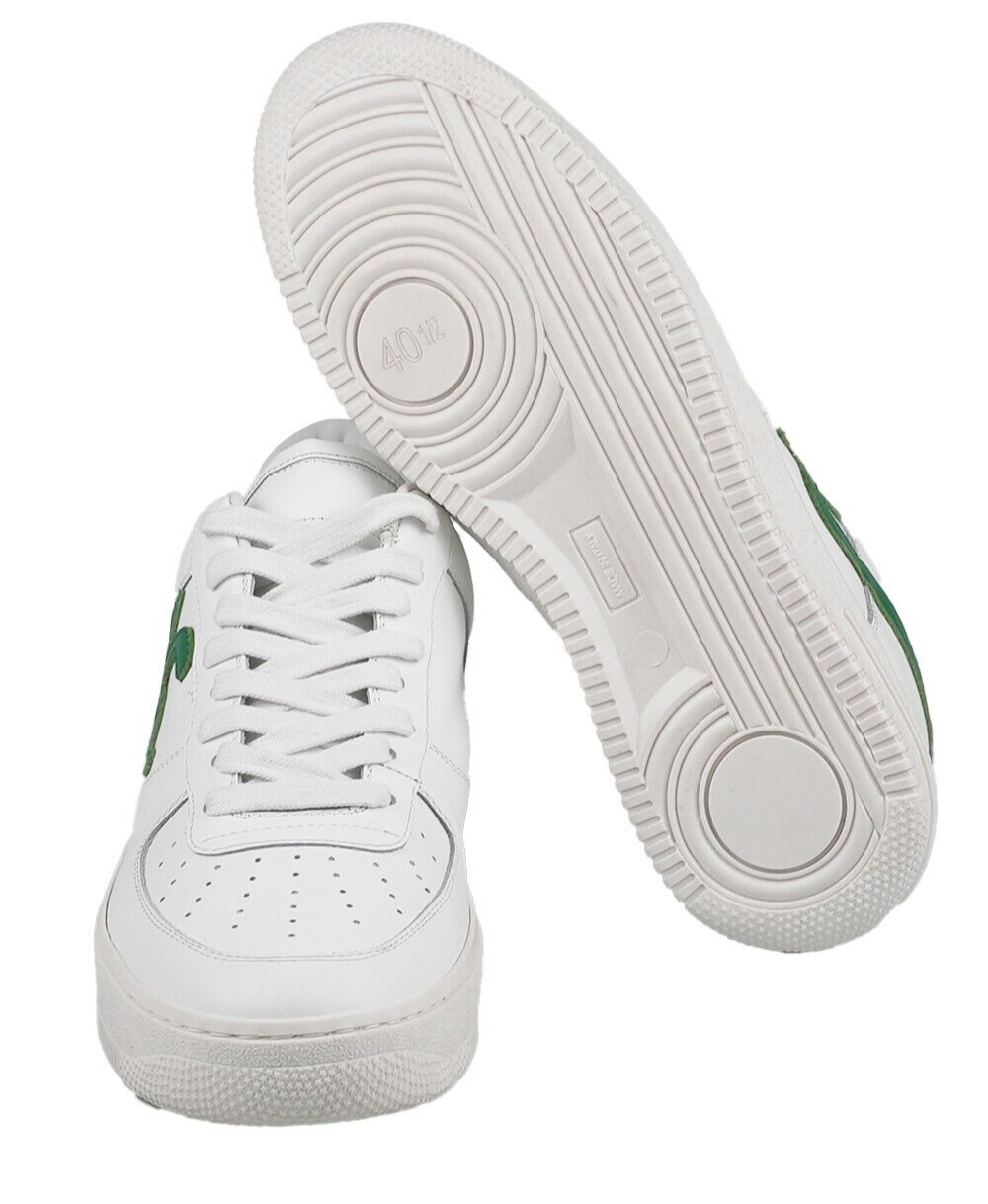 Pre-owned Knt Kiton Sneakers Shoes For Man 100% Leather Sz 9.5 Us 42.5 Eu Knsw6 In White/green