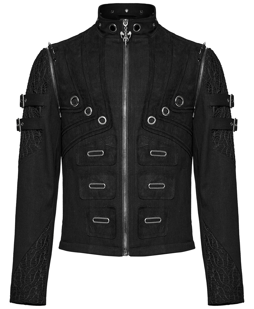 Pre-owned Punk Rave Men Steampunk Detachable Gothic Jackets Motorcycle Visual Coat Vests In Black