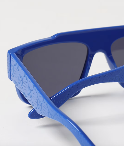 Pre-owned Gucci Gg1460s - 008 Monogram Print Blue Sunglasses