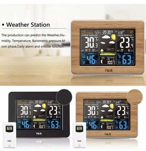 FanJu FJ3365 Wireless Weather Station Forecast Temperature Humidity Clock Alarm