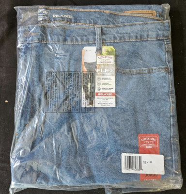 LEVI'S STRAUSS SIGNATURE GOLD Mens Relaxed Flex Blue Jeans Size 50x30