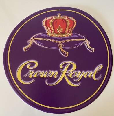 Crown Royal Canadian Whiskey Novelty Metal 12in Circular Sign