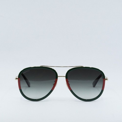 Pre-owned Gucci Gg0062s 003 Gold/green 57-17-140 Sunglasses Authentic
