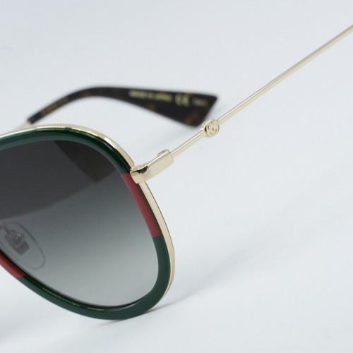 Pre-owned Gucci Gg0062s 003 Gold/green 57-17-140 Sunglasses Authentic