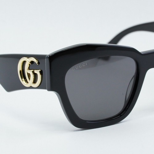 Pre-owned Gucci Gg1422s 001 Black/grey 55-19-145 Sunglasses In Gray