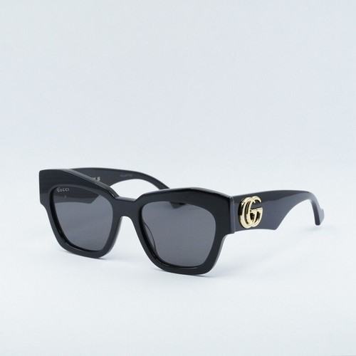 Pre-owned Gucci Gg1422s 001 Black/grey 55-19-145 Sunglasses In Gray