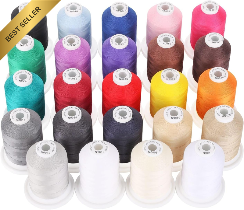 24 Spools Mercerized Cotton Thread Set 600M Each Quilting Sewing Embroidery