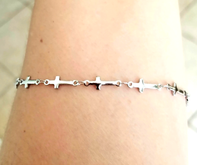 Sideways Cross Anklet Silver Cross Anklet Women s Anklets Ankle