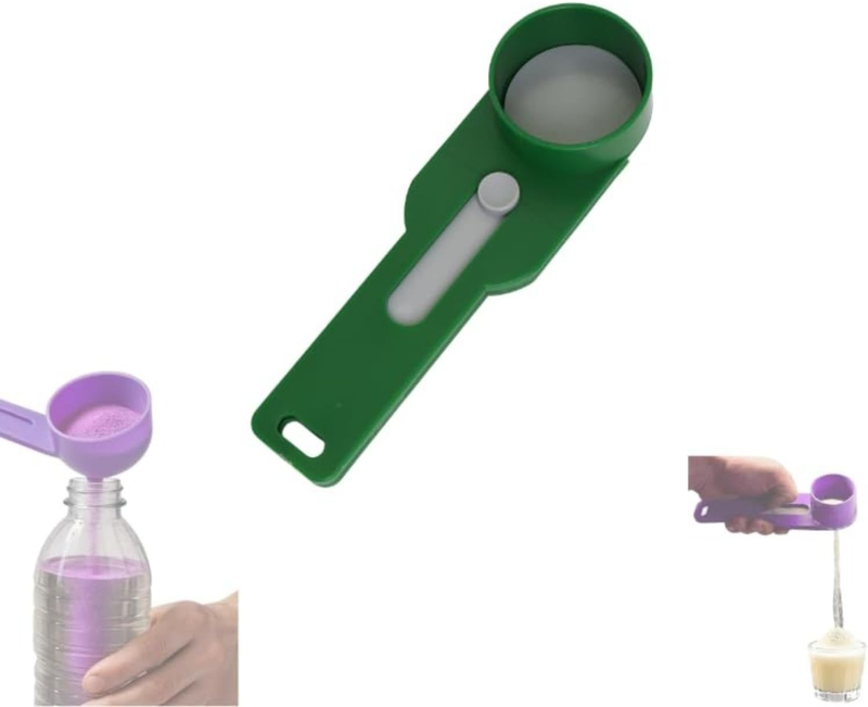 AZS Two Sliding Measuring Spoons with Built-In Funnel, Suitable for Narrow Bottl