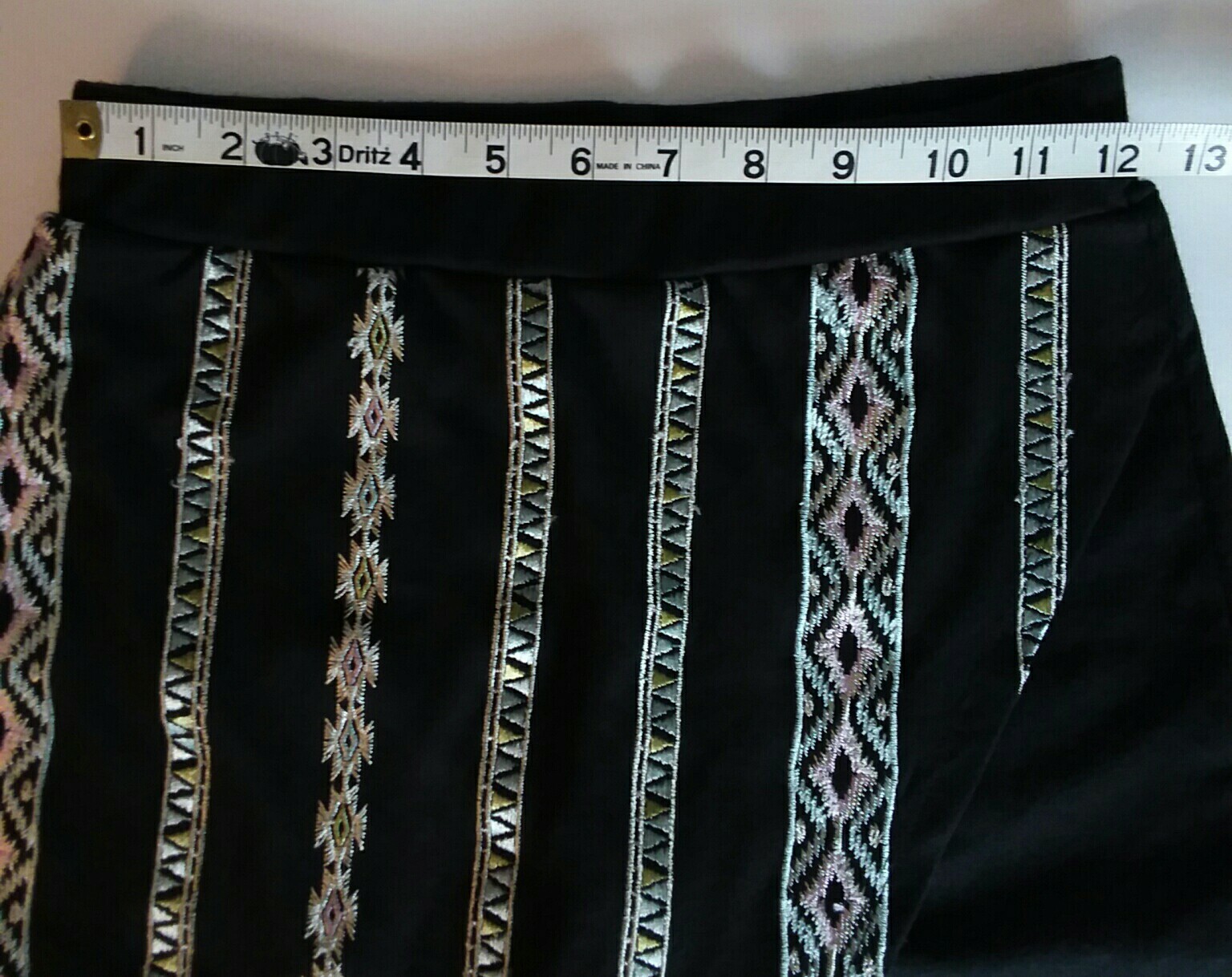 About A Girl Skort Shorts-Junior Sm-Black-Embroidery-Envelope Style-Tribal-NWOT