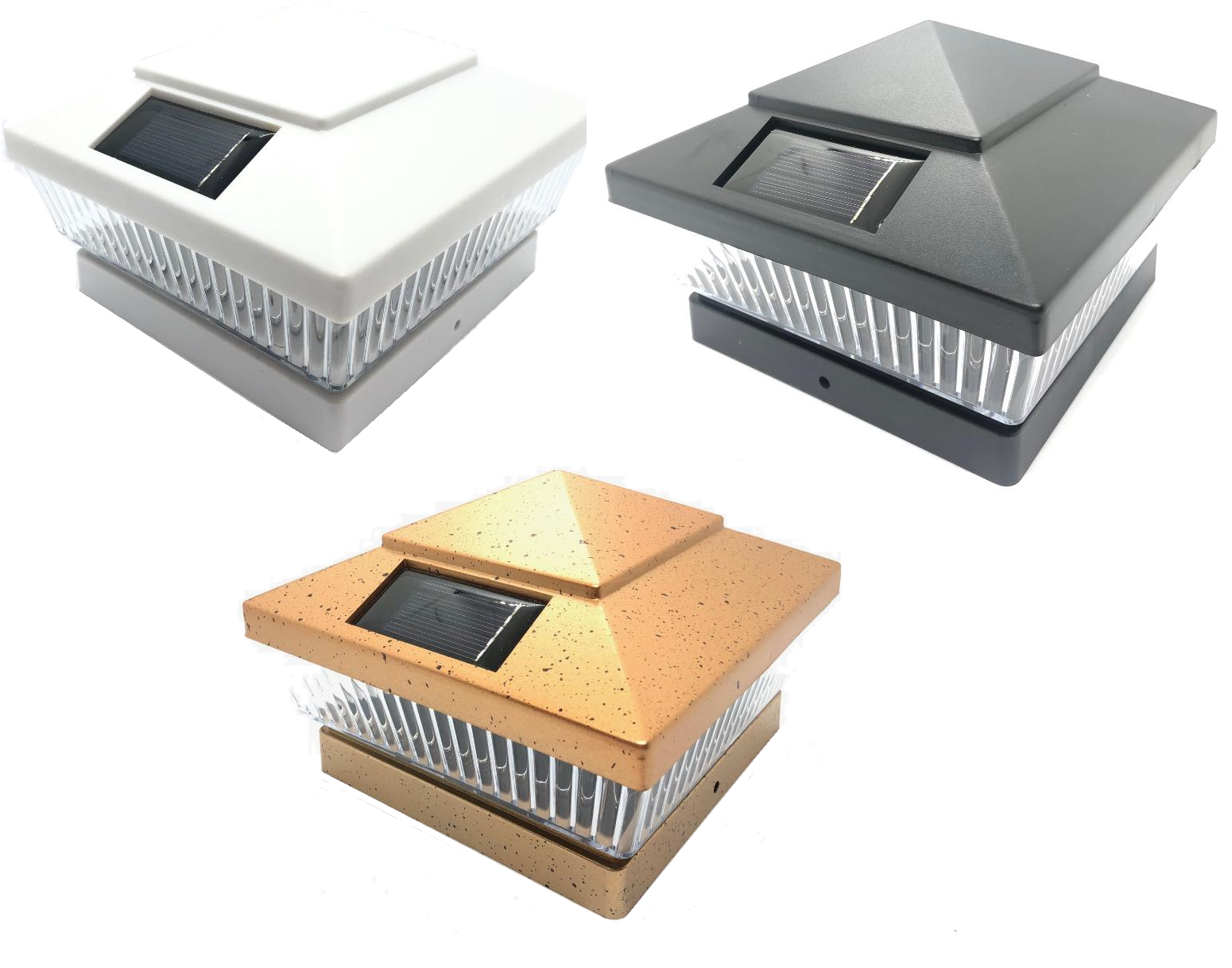 1-Pack Black / White / Copper 4" 5" 6" Solar Post Deck Cap Fence LED Light Vinyl