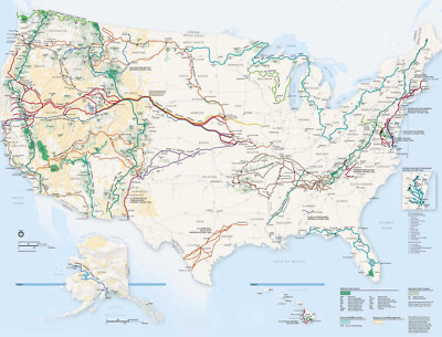 US National Trail System Map Wall Art Poster Print Decor Home School Office