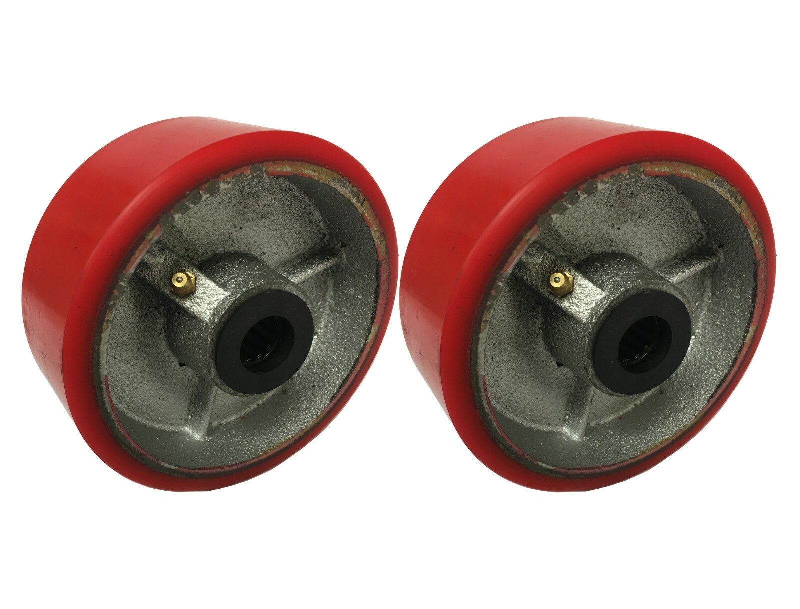2 Caster Wheels Set 4" 5" 6" 8" 10" Polyurethane on Cast Iron Wheel Set