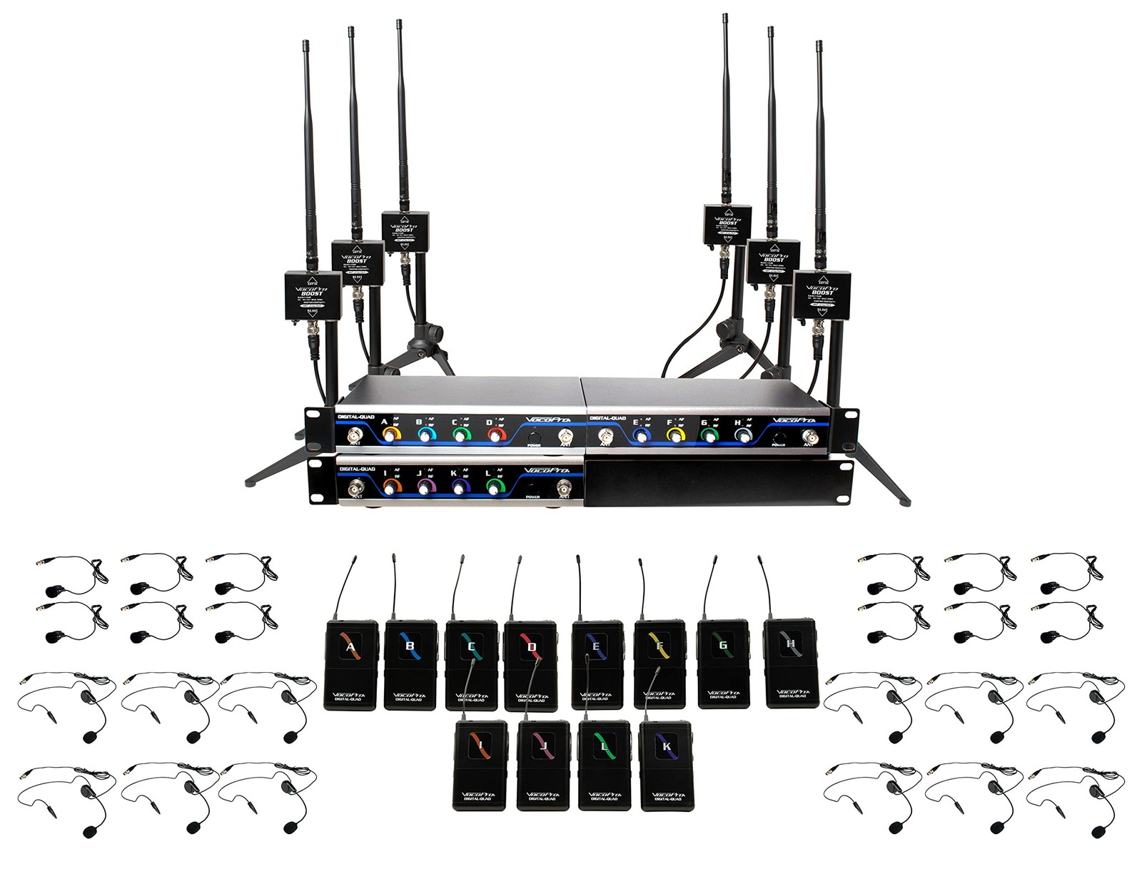VocoPro Headset, BOOST-Conference-12 /600ft. Long-Range, Digital Wireless