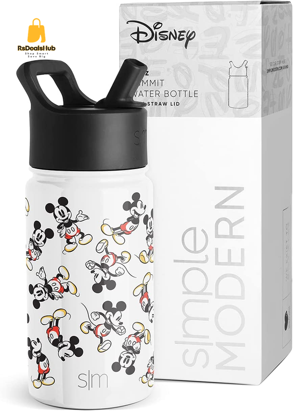 Simple Modern Disney Mickey Mouse Kids Water Bottle with Straw Lid | Reusable In