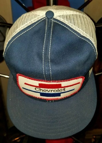 Vintage CHEVROLET Hat~CHEVY~Snap Back~Large Patch~Mesh~Trucker~Made in USA