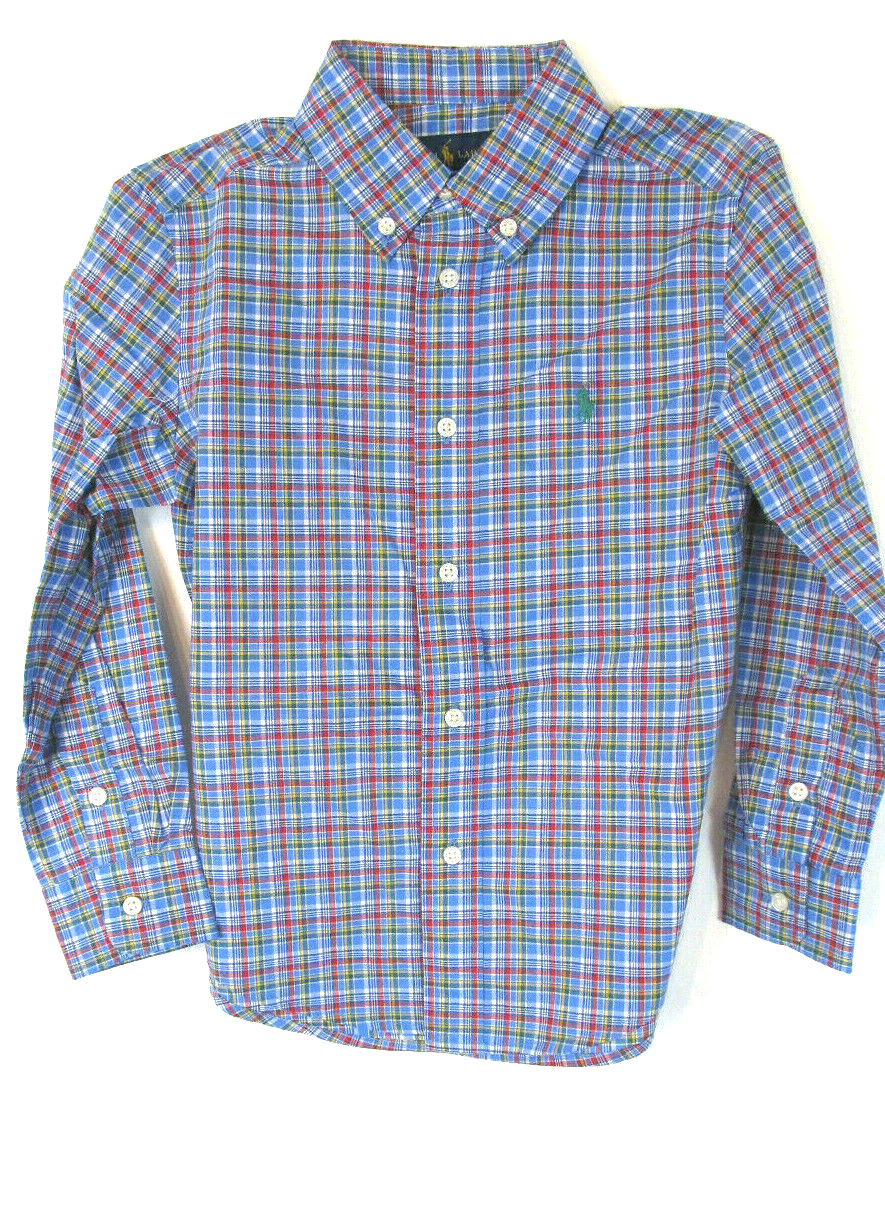 Polo Ralph Lauren Little Boys Sz 5 Blue Plaid Cotton Poplin Polo Ralph Lauren Little Boys Sz 5 Blue Plaid Cotton Poplin