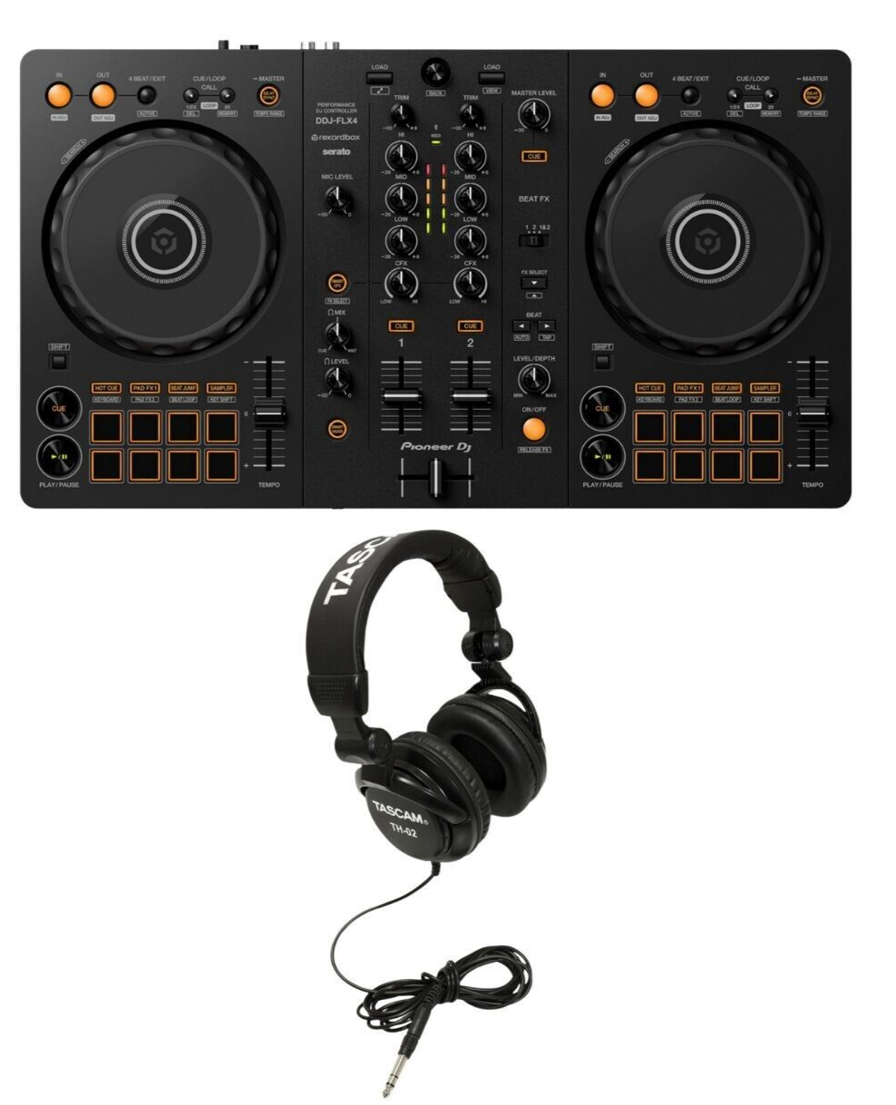 Pioneer DDJ-FLX4 2-channel DJ Controller + TASCAM TH-02