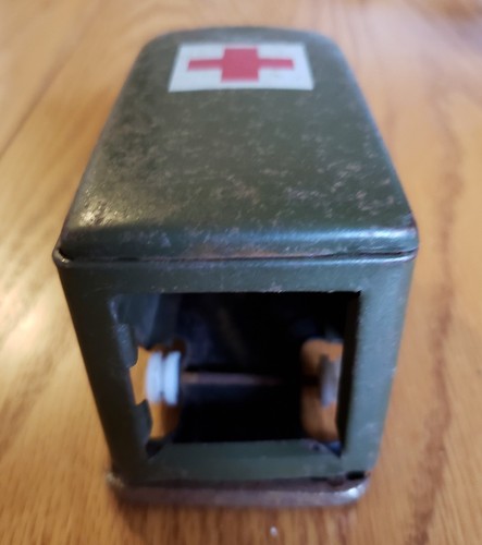 Vintage US Army Red Cross Tin Toy Ambulance Japan Rare Parts As Is