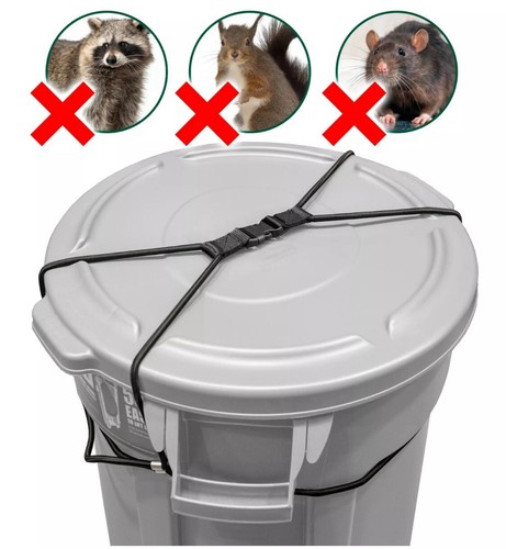 Trash Can Lock for Animals/Raccoons, Bungee Cord Large Outdoor Garbage Lid Lock