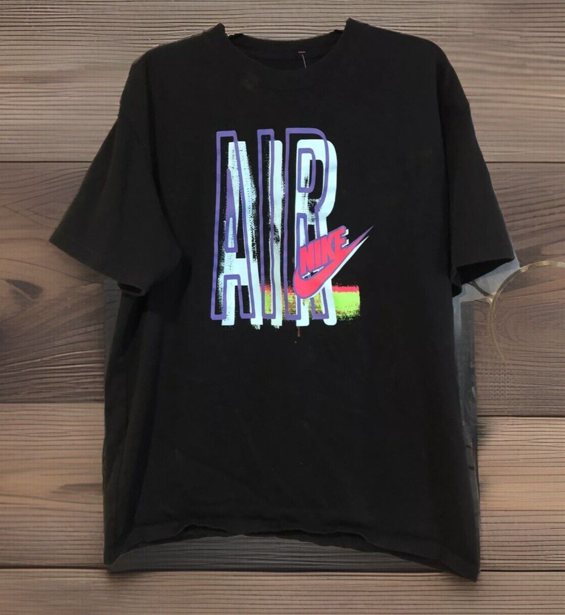 Nike Air Large Black T-Shirt Short Sleeve Blue Pink Green
