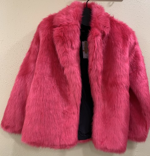 Pre-owned Michael Kors Faux Fur Electric Pink Jacket Size L