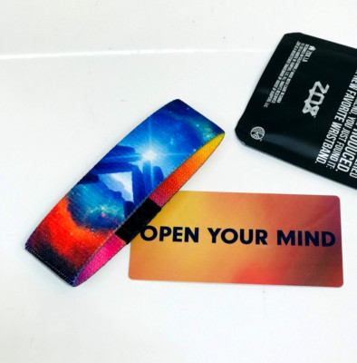 ZOX **OPEN YOUR MIND** Silver Strap med mys pack Wristband w/Card New