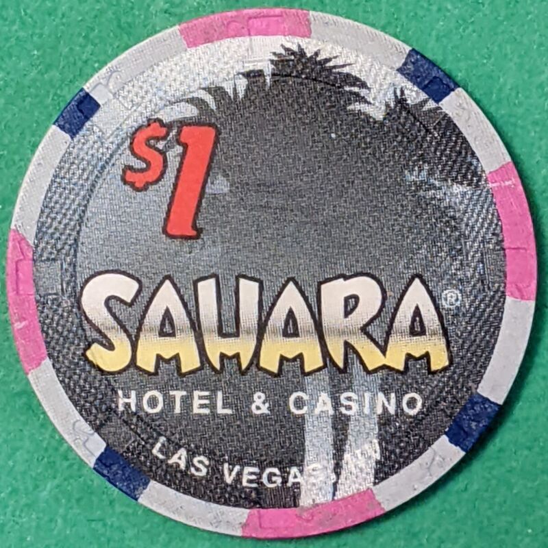 $1 Casino Chip from Sahara Hotel & Casino in Las Vegas, NV. Paulson Hat & Cane.