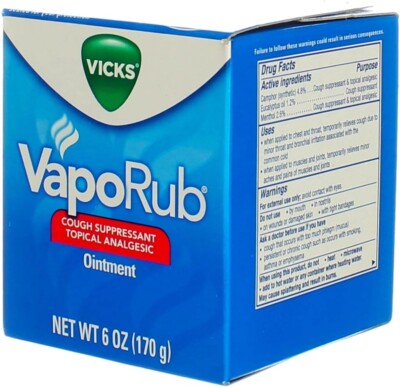 Vicks VapoRub Cough Suppressant Topical Analgesic Ointment 6 oz (Pack Of 1 Jar)