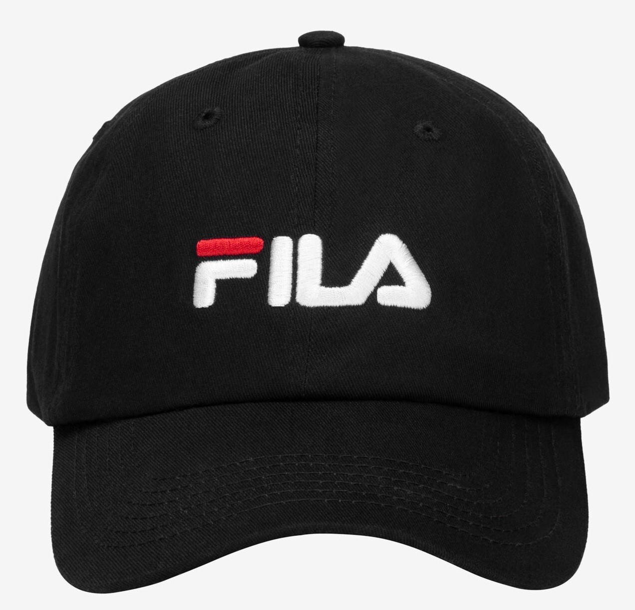 FILA☆Lowercase letter Logo Ball Cap Fila Embroidered Logo Sample- Strapback Hat Cap Black - Low