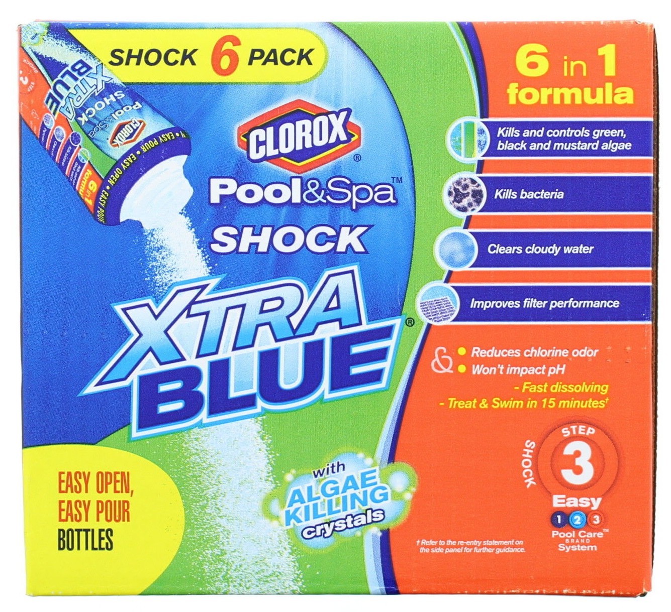 6 Pack Clorox Pool & Spa 6 in 1 Formula Fast Dissolving Xtra Blue Shock 33006CLX